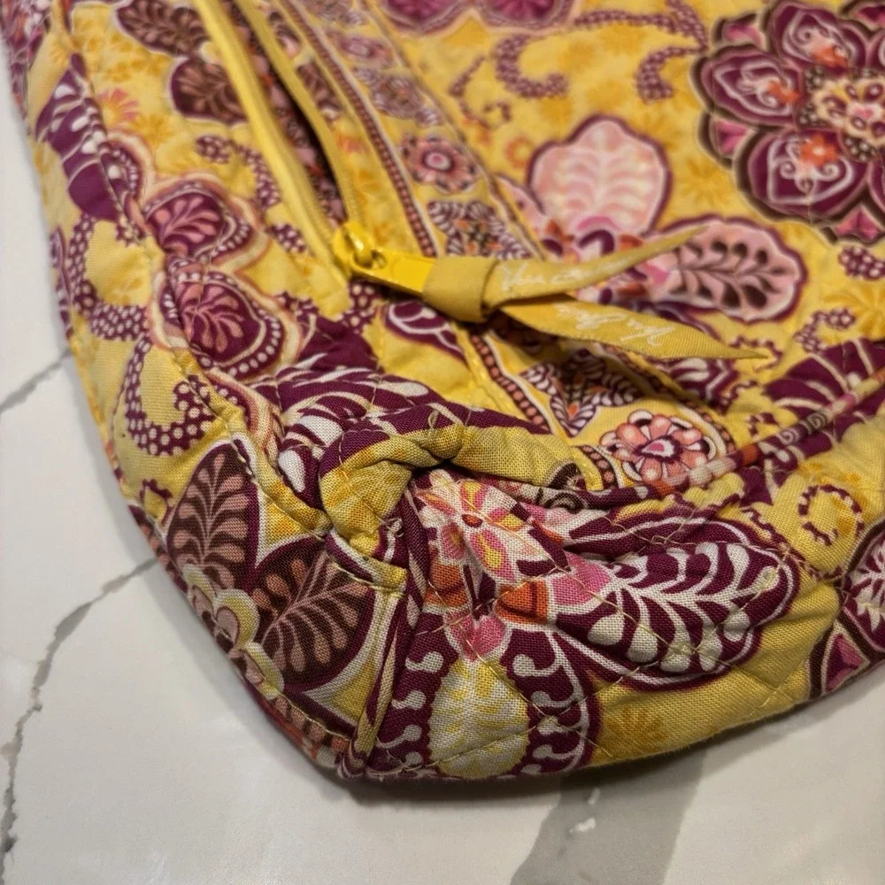 Vera Bradley Lisa B Hobo Shoulder Bag Bali Gold Yellow Pink Floral RETIRED 2009